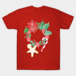 Merry Christmas Pattern (Blue Background) T-Shirt